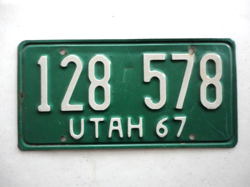 1967 Utah Truck License plate in original condition 128 578