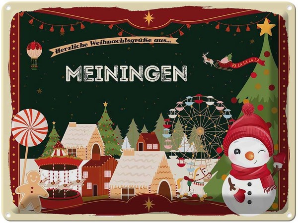 Blechschild 30X40 Cm WeihnachtsgrüßE Aus Meiningen Weihnachten Deko Geschenk Met-image