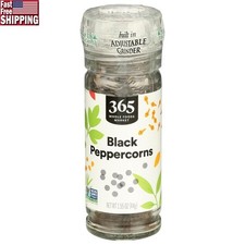 Black Peppercorn Grinder 1.55oz Fresh Ground Spice Essential Kitchen Tool Vegan