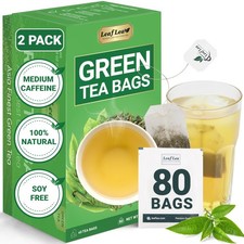 80 Premium Green Tea Bags, Pure Green Tea Leaves, Bright Mild Flavor with C...