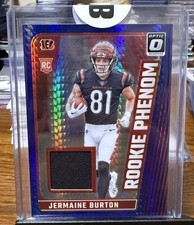 Jermaine Burton 2024 Donruss Optic #RPB-JBN Rookie Phenom Blue Hyper Prizm Relic