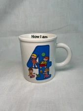 Vintage 1982 Enesco Brandywine Art “Now I Am 4” Birthday Mug – EUC