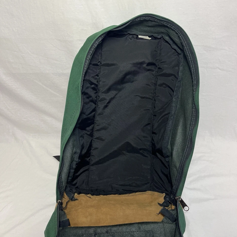 复古 JanSport 麂皮绒底部背包绿色帆布皮革底部美国制造 — 第 3/4 张图片