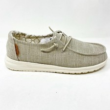 Hey Dude Wendy Linen Beige Youth Slip On Walking Comfort Shoes