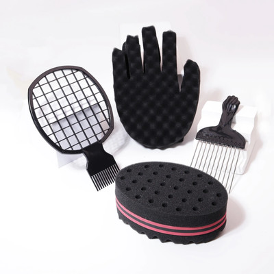 4-Teiliges Lockenwerkzeug-Set, Haarschwamm-Handschuh-Styling-Werkzeug-Set, Spezi