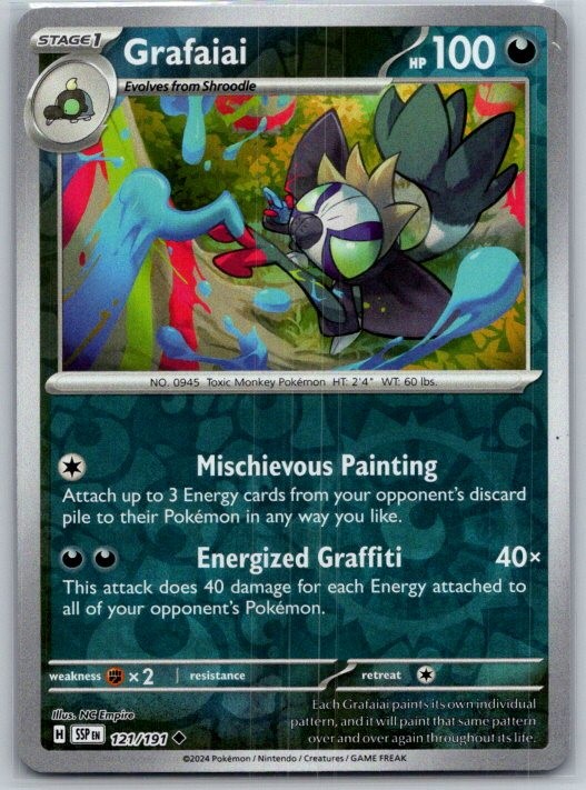 Grafaiai 121/191 Uncommon Surging Sparks Pokemon Reverse Holo Near Mint