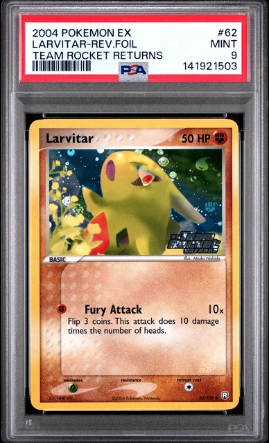 2004 POKEMON EX TEAM ROCKET RETURNS #62 LARVITAR-REVERSE FOIL PSA 9