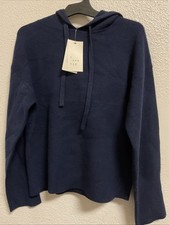 Women's Cozy Knit Hoodie Sweatshirt - A New Day Navy XS