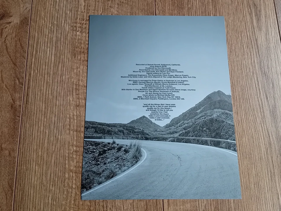 MORRISSEY - CALIFORNIA SON LP  2019 BLUE VINYL INSERT INNER SLEEVE NEAR MINT - Image 3 of 4