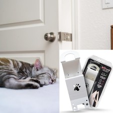 TheDoorLatch Steel Cat Door Strap and Latch, Sturdy Door Holder for Keeping Dogs