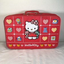 Vintage 1994 Sanrio Hello Kitty Red PVC Vinyl Suitcase Luggage Footed 18x11"