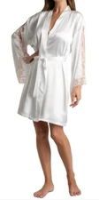 Linea Donatella Women's Brides Blush Satin Robe, Ivory S/M $66