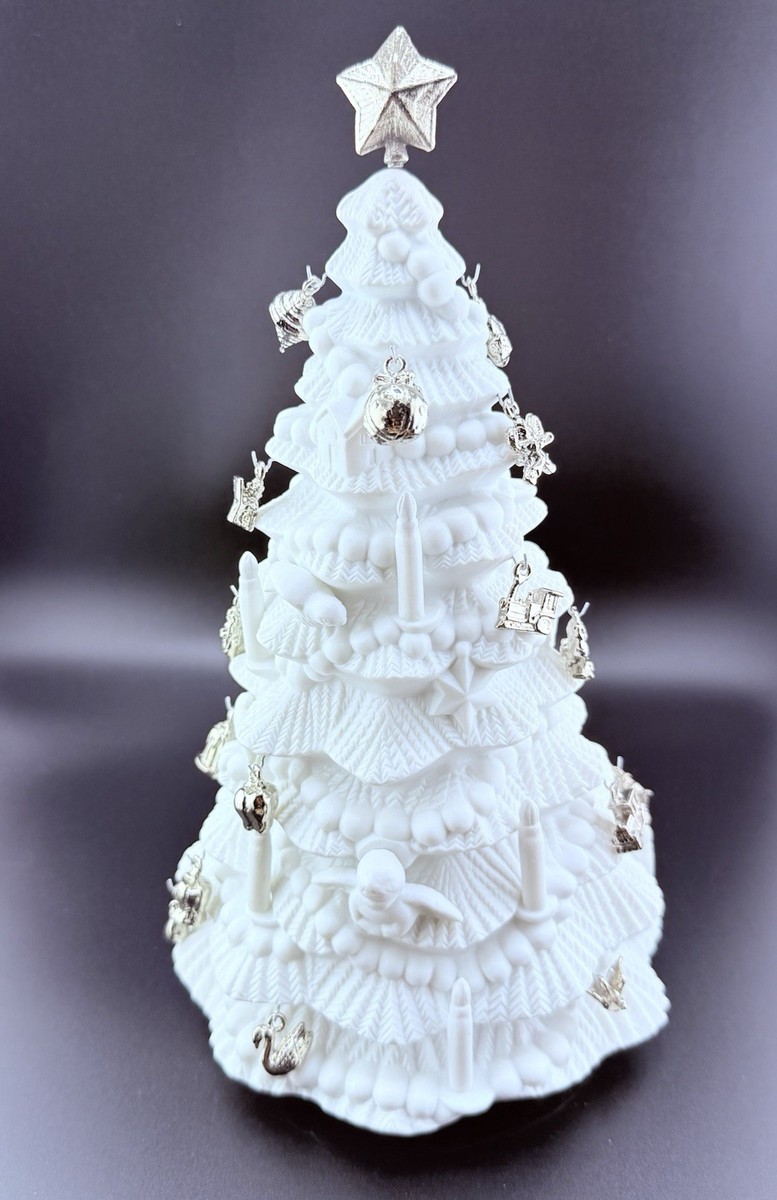 Dept 56 Winter Silhouette White Porcelain Advent Tree 25 Ornaments