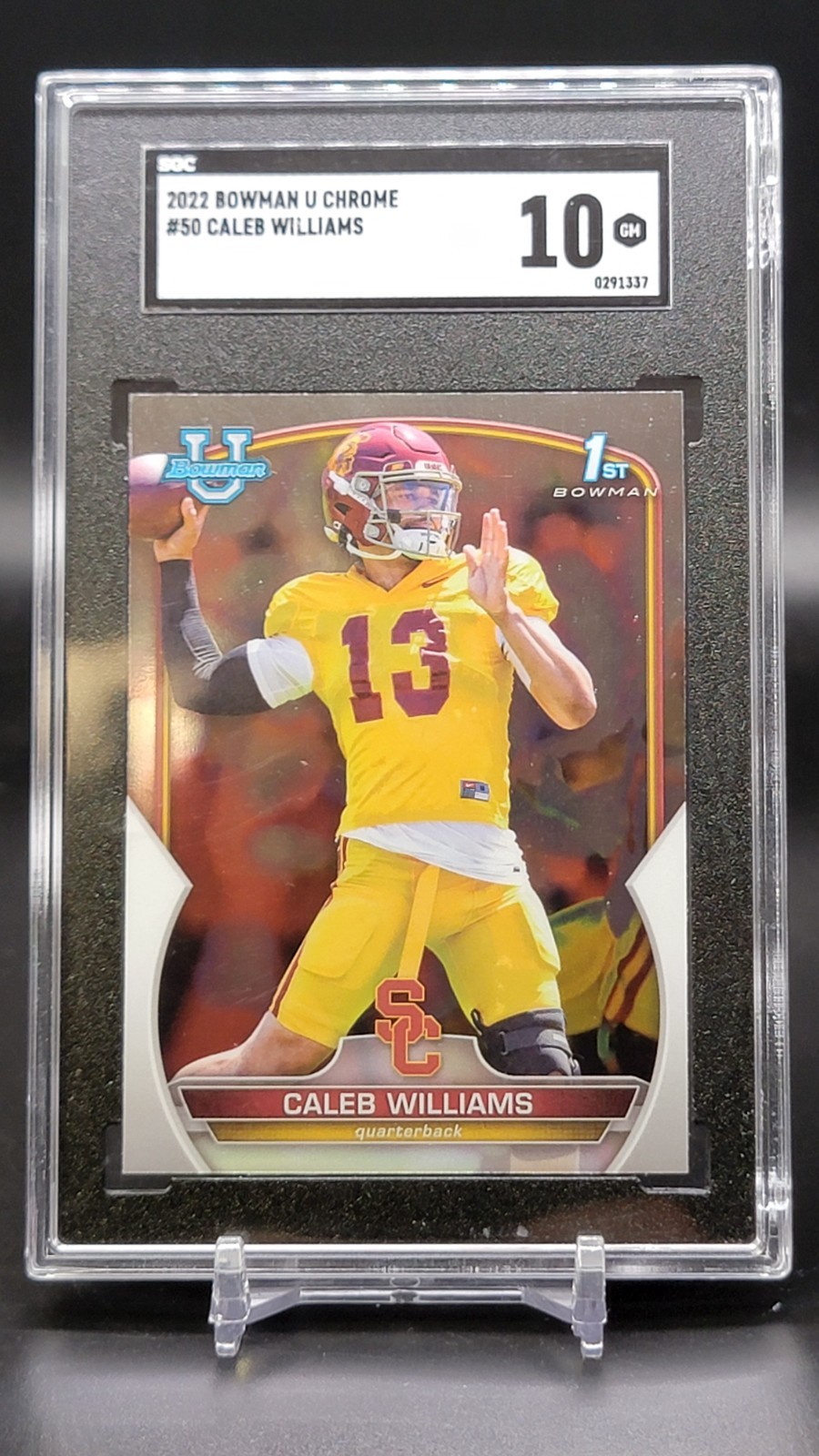 2022 Bowman U Chrome Caleb Williams 1st USC Trojans 50 SGC 10