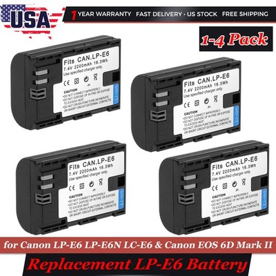 1-4PCS Battery for Canon LP-E6 LP-E6N EOS 5DS, EOS 5DS R, EOS 5D Mark II III IV