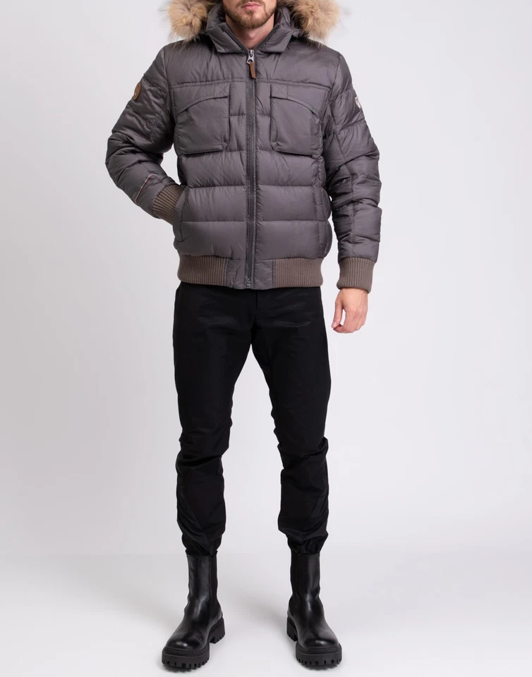 RRP €345 DOLOMITE Down Quilted Jacket Size XL Raccoon Fur Trim Elbow Patches - Image 3 of 4