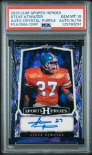 2025 LEAF METAL SPORTS HEROES STEVE ATWATER CRYSTAL-PURPLE AUTO #/15 PSA 10 HOF