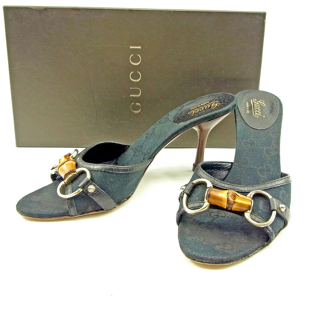 GUCCI Sandals GG Pattern Black Ladies Brand High Brand Vintage