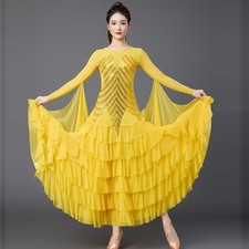 Latin Ballroom Dance Dress Modern Salsa Waltz Standard Long Dress J085 3 Colors