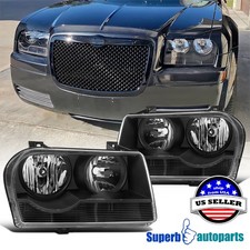 For 2005-2010 Chrysler 300 Replacement Black Headlights Halogen Lamp Lr 05-10