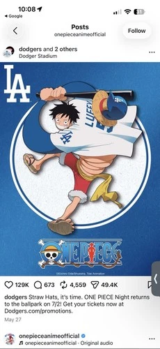 2026 ONE PIECE LOS ANGELES DODGERS MONKEY D LUFFY DON CARD PROMO 7/2/26 PRESALE