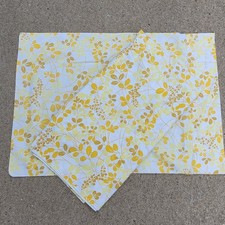 VTG Sears Medley Garden Yellow Floral Percale Full Flat Sheet Pillowcase 70s