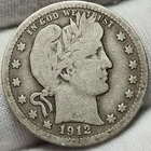 1912 Barber Silver Quarter, Nice Details- 4 Albums, 90% Silver US Coin - Q-1214