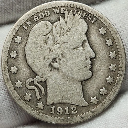 1912 Barber Silver Quarter, Nice Details- 4 Albums, 90% Silver US Coin - Q-1214