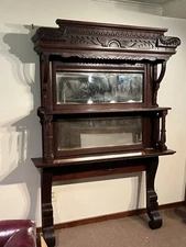 fireplace mantel surround wood ornate antique