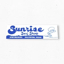 Sunrise Surf Shop TEXAS Bumper Sticker - USA White Vintage Style Vinyl 70s 80s