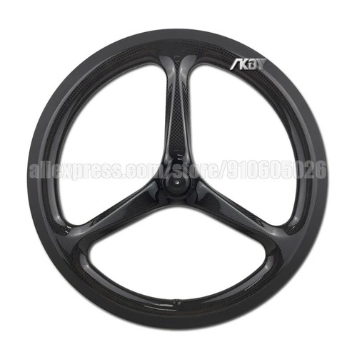 16'' 349 3 Spokes Carbon Wheels Folding Road Bike Wheelset Clincher V Brake Hub - Picture 2 of 13