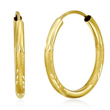 Wellingsale 14k Yellow Gold Diamond Cut 2mm Endless Hoop Earrings 20 x 20 mm 