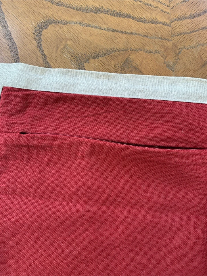 POTTERY BARN Cotton/Linen Blend Red Beige Throw Pillow Cover 18x18” - Image 4 of 4