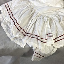 Pottery Barn Bed Skirt Red Embroidered Trim Twin
