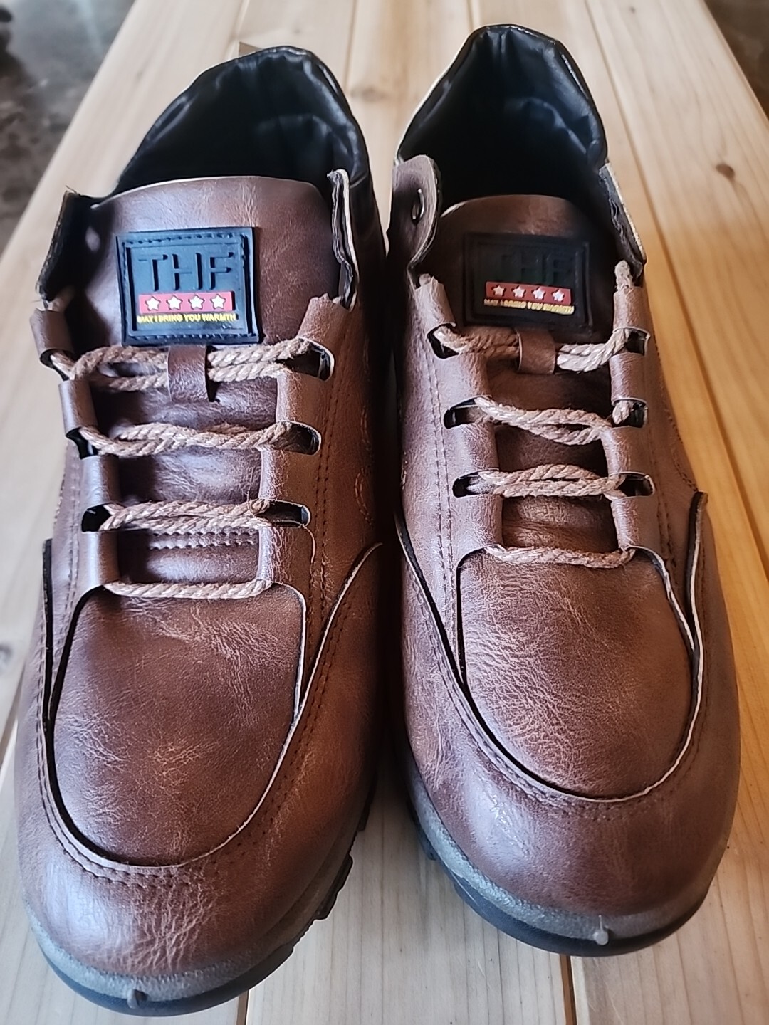 SAOLA Scarpe THF da uomo marroni in pelle con lacci in gomma suola a perno Oxford comode taglia 11