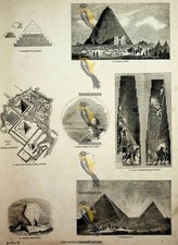 Egyptian Sphinx & Pyramids, Images x7, Book Illustration (Print), 1850