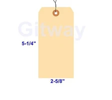 1000 of 5 1/4" x 2 5/8" Size 6 Manilla Shipping Hang Tag Tags with Wire 13 Pt