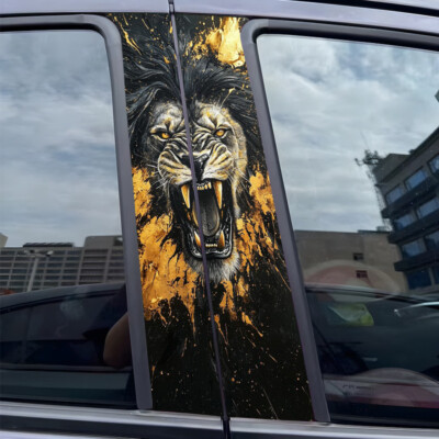 Lion Animals Car Center Pillar Sticker B-pillar Protective Film Decor 2pcs New
