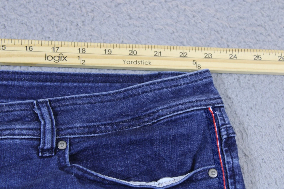 Jeans INC para mujer 24W azul tiro alto pierna ajustada lavado medio elástico denim 46x29 Foto 4 de 4