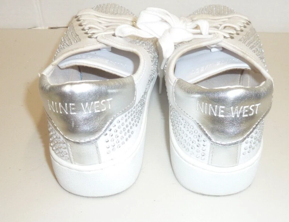 Nine West Womens Rhinestone Sneakers Size 9 White eBay