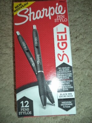 12 Sharpie  S-Gel Gel ink Pens MEDIUM Point 0.7mm BLACK INK 2096159 6 x 2 packs