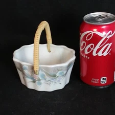 Vintage Russ Berrie Co. Floral Trinket/Basket with Handle #5011 Porcelain Japan 