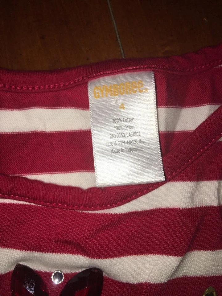 Gymboree Red & White Striped Jeweled Dress Ruffled Tiered Sz 4 Holiday Christmas - Изображение 2 из 2