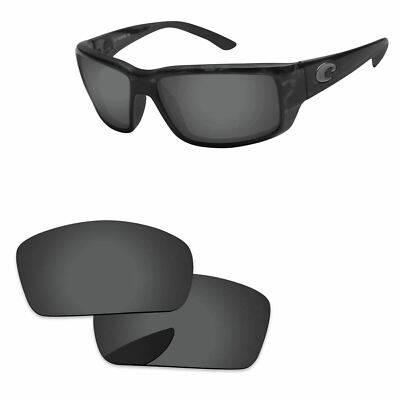 Lenslog Black Grey Polarized Replacement Lenses For-Costa Del Mar Fantail