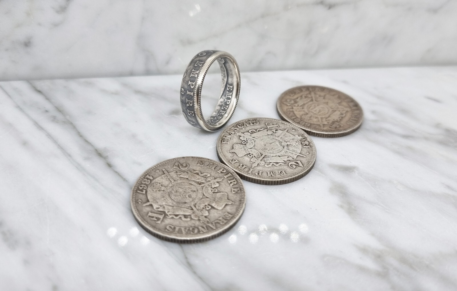 Bague pièce 2 Francs Napoléon III argent, un bijou robuste qui ne verdit pas la peau
