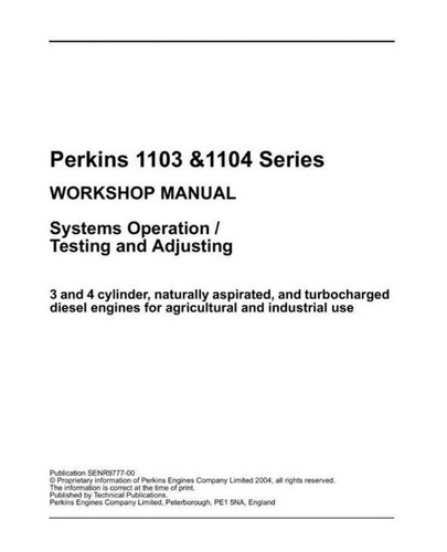Perkins 1103-1104 Engine Workshop Full Set 6 Manuals Delivered Today - 第 1/6 張圖片