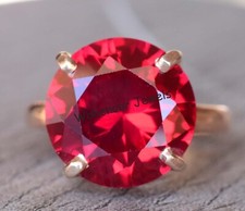 925 Sterling Silver Ring Heated Ruby 15 MM Round Wedding ring CERTIFIED