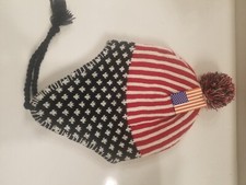 USA American Flag Knit Beanie Toboggan Ski Hat w/Pom Adult or Kids U Choose New 