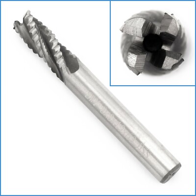 8mm x 19mm Coarse Tooth Slotted Roughing Bit 4 Flute End Mill 8mm Shank HSS Cut