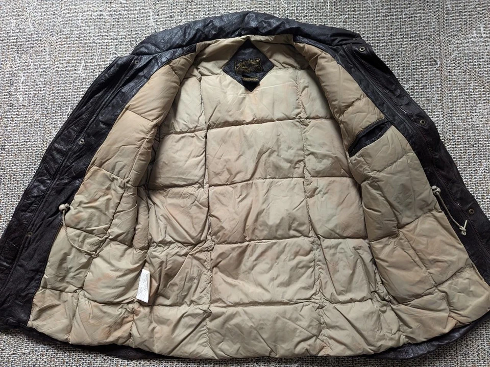 Abrigo de cuero vintage EDDIE BAUER PLUMÓN DE GANSO parka L marrón acolchado Foto 3 de 4